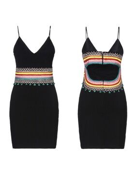 Alice + Olivia Black Loralee Embroidered Mini Dress *NWT*